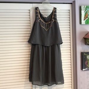 Dark grey sequined embroidered dress